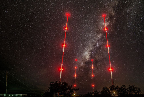 Trans World Radio 4-Tower MW Directional Antenna Array on the Island of Bonaire